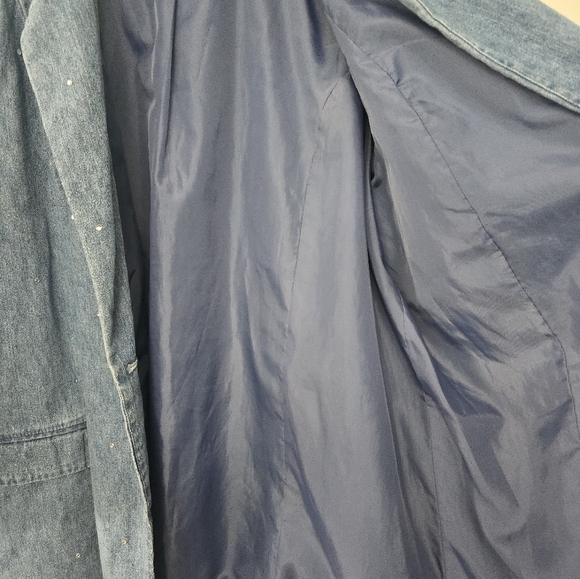 Ladies QUACKER FACTORY 1-button Lined Denim Jacket w/ BLING, Plus 2X Easter - Picture 3 of 14